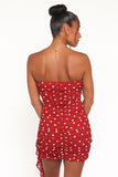 Kristen Strapless Mini Dress Red Polka Dot