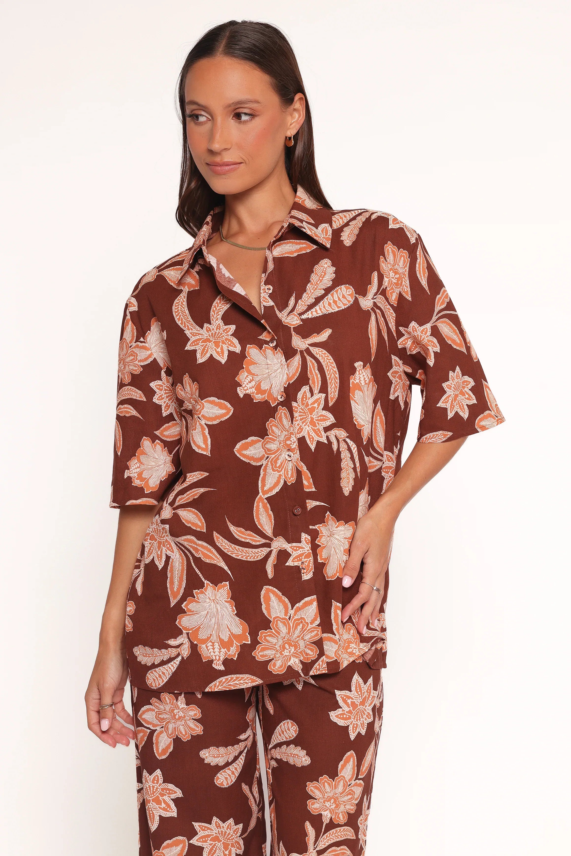 Samira Short Sleeve Shirt Orange Floral