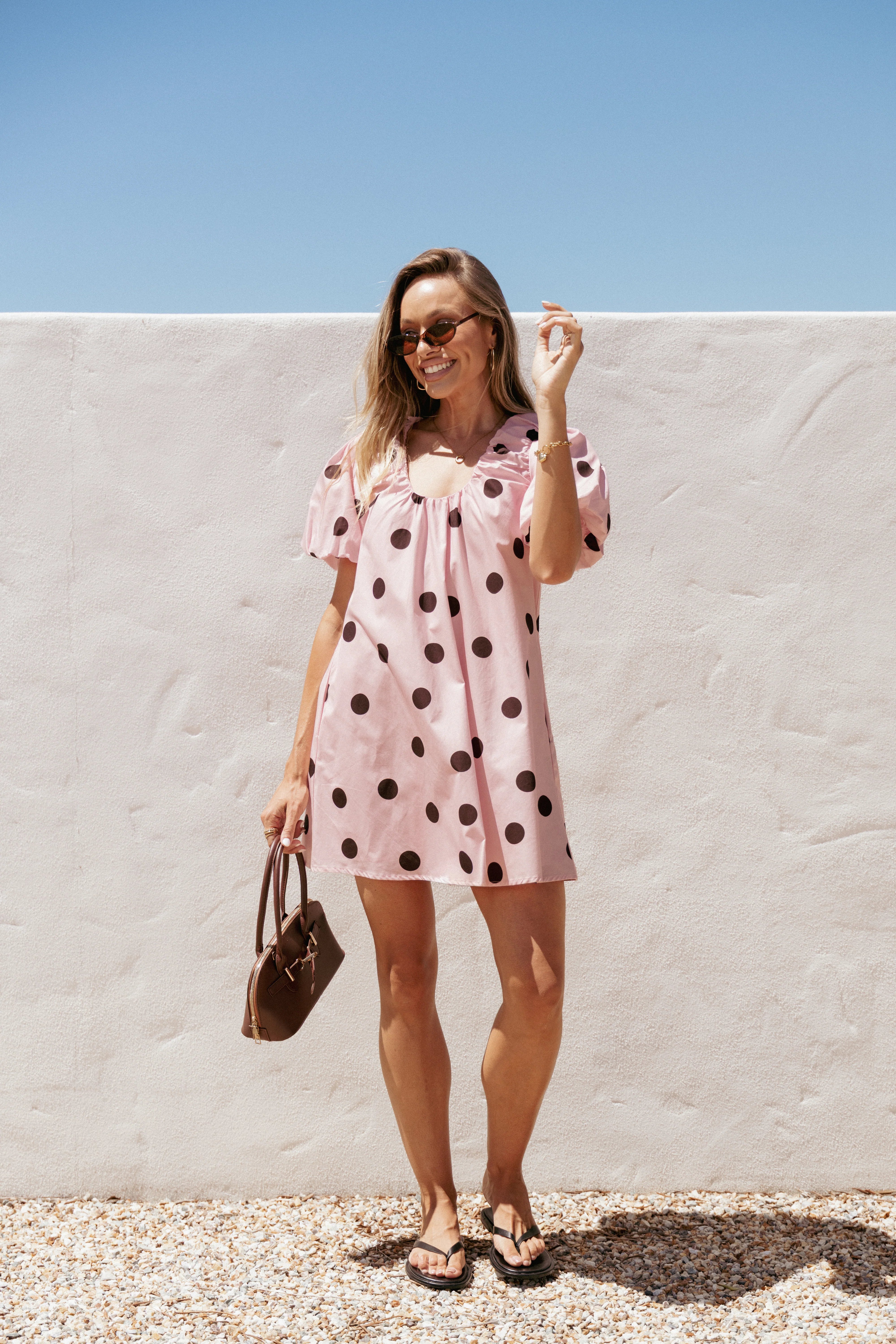 Bertine Mini Dress Pink Polka Dot