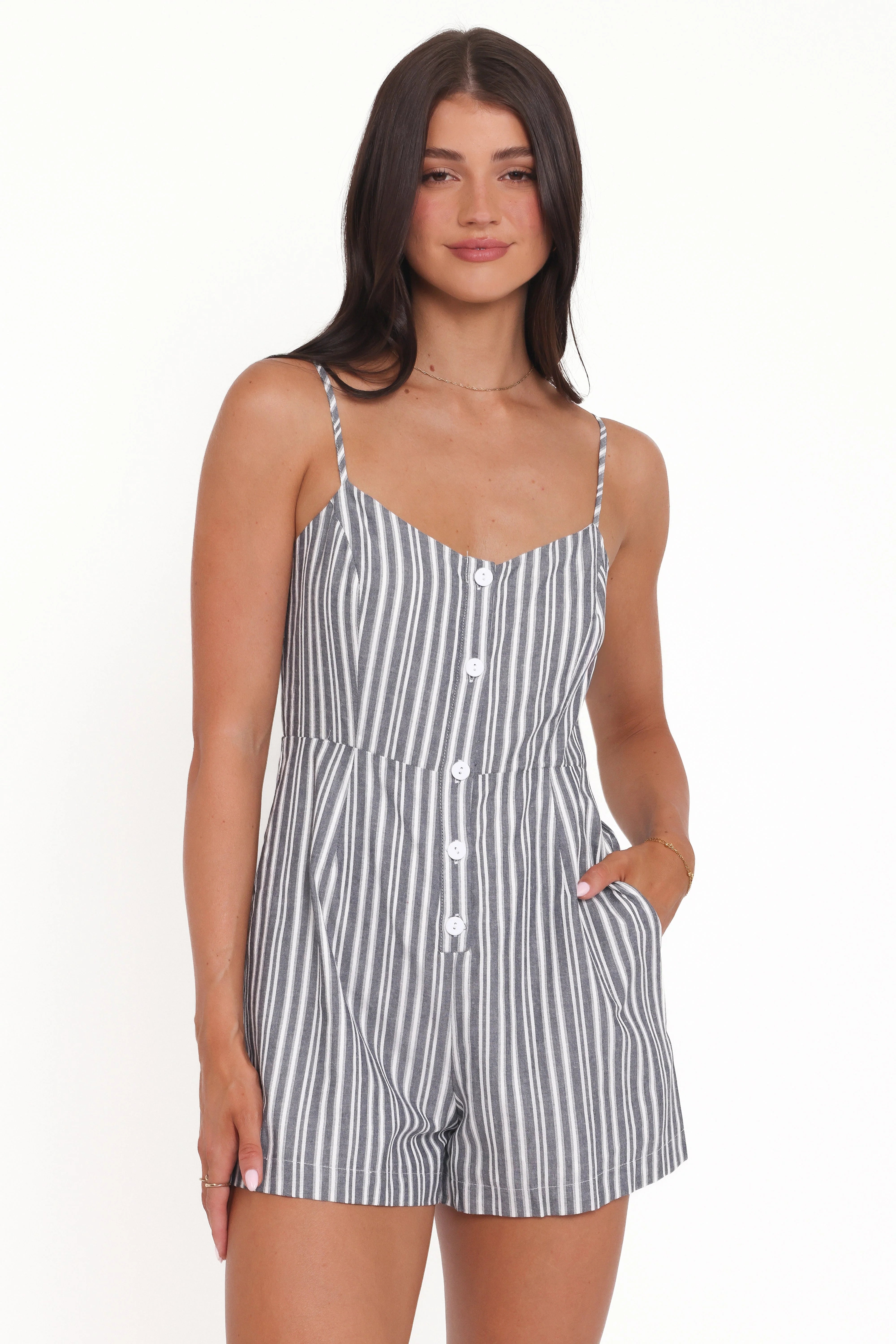 Reesa Romper Smoke Stripe