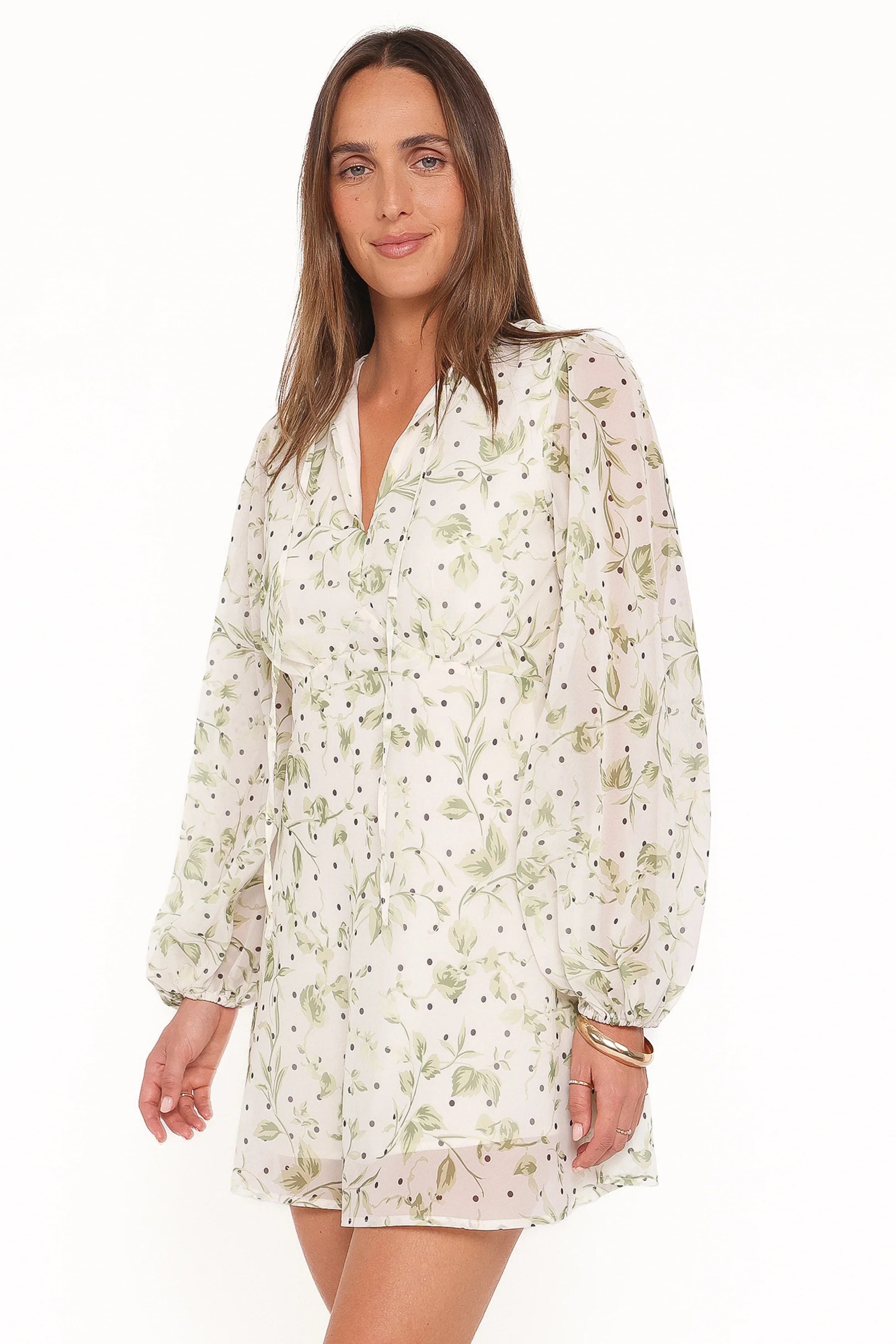 Aimee Mini Dress Green Leaf