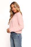 Aspra Fuzzy Crewneck Knit Sweater Pink