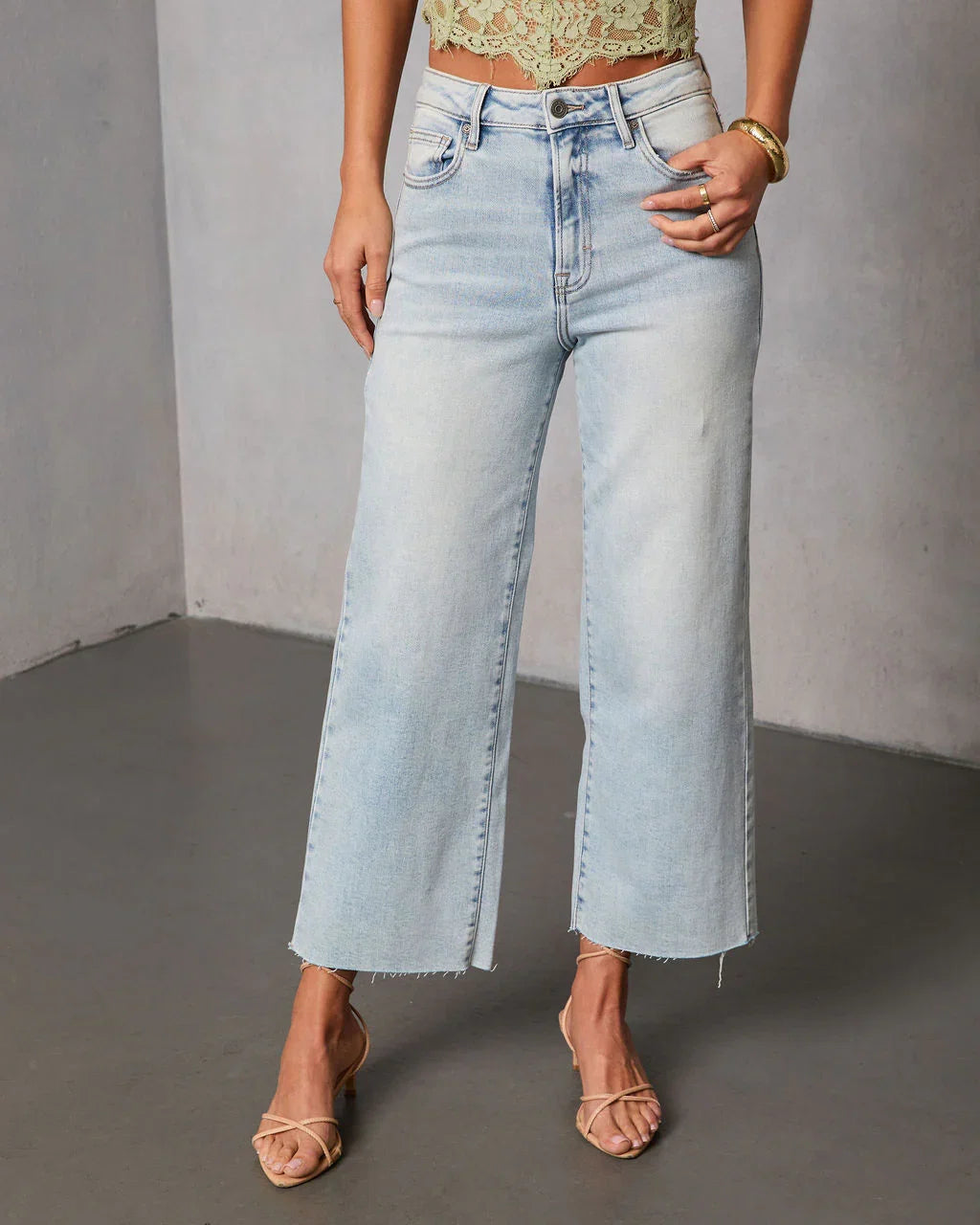 San Gabriel Super Stretch High Rise Cropped Wide Leg Jeans