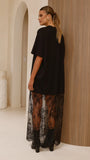 Raina T Shirt Maxi Dress Black Lace