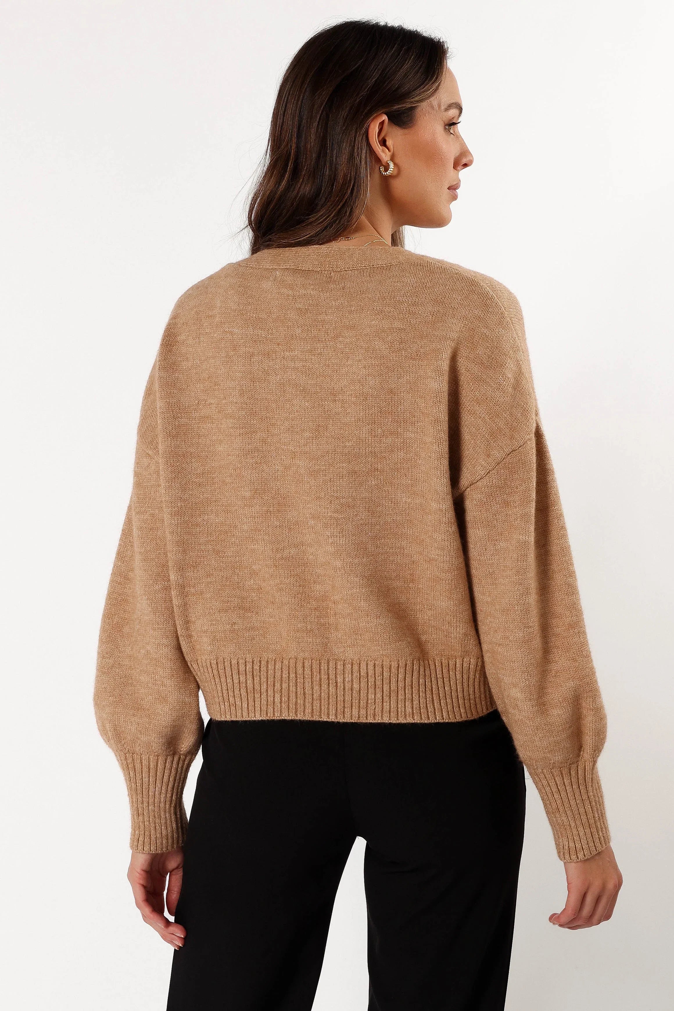 Isabel Button Front Cardigan Beige