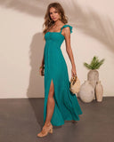 Cant Hurry Love Off The Shoulder Maxi Dress