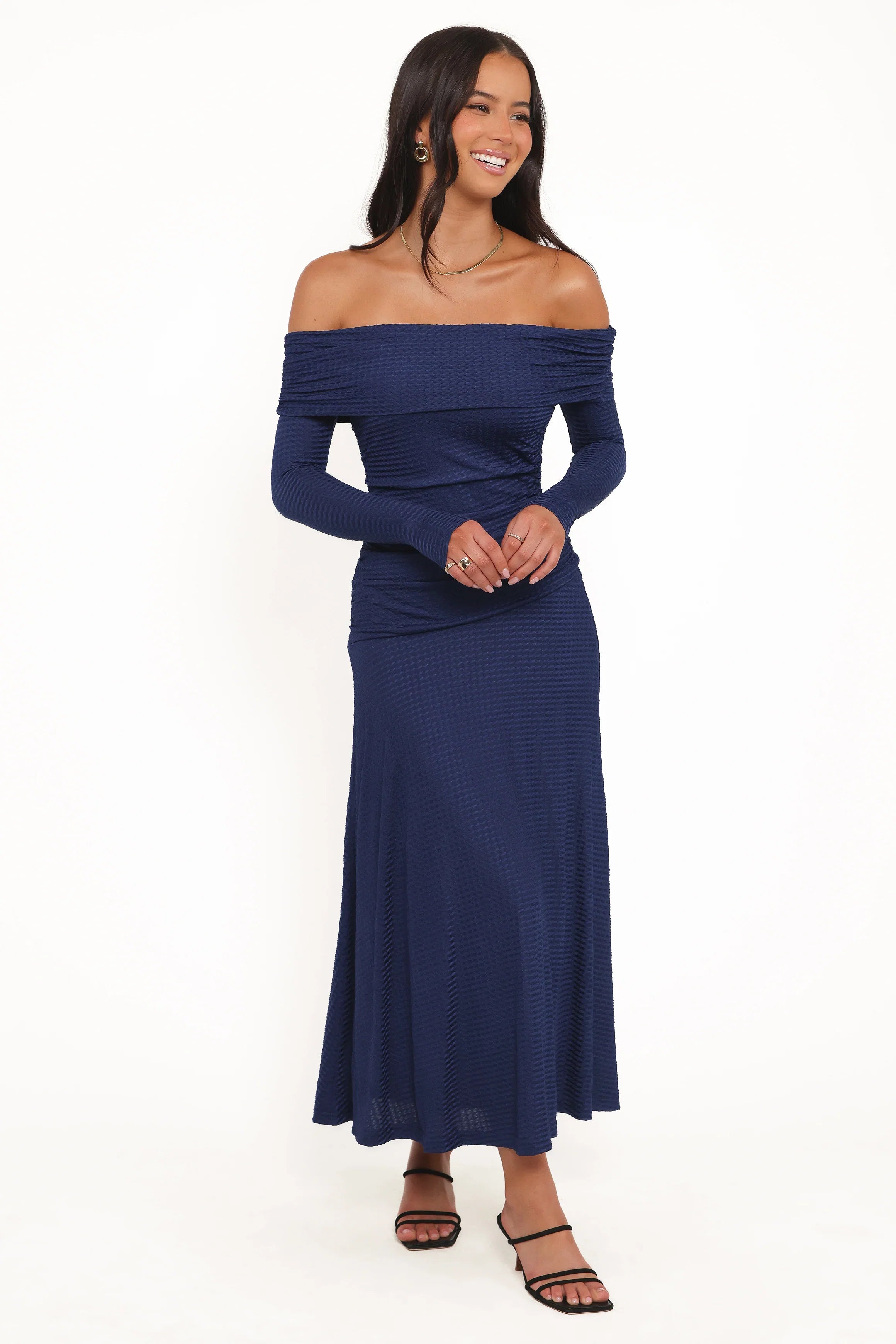 Katiya Off Shoulder Dress Navy