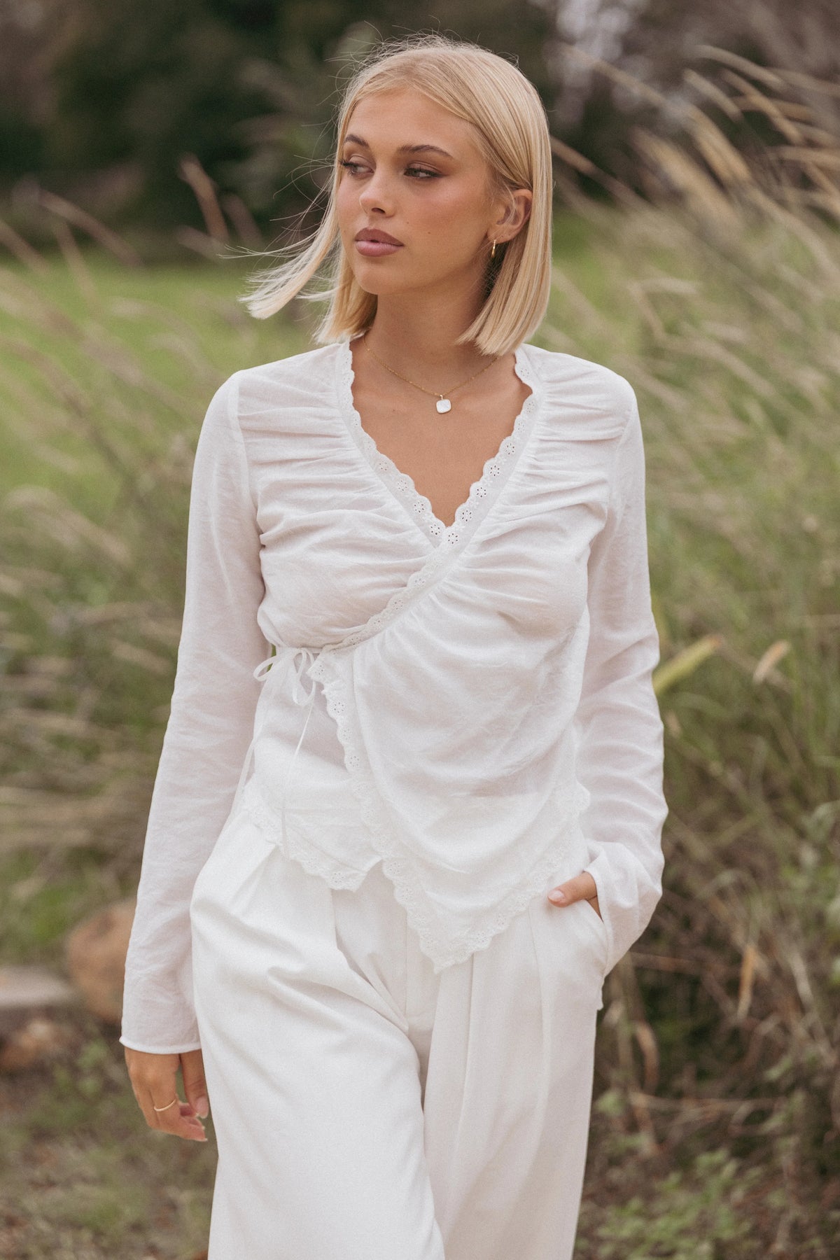 Adira Wrap Blouse White
