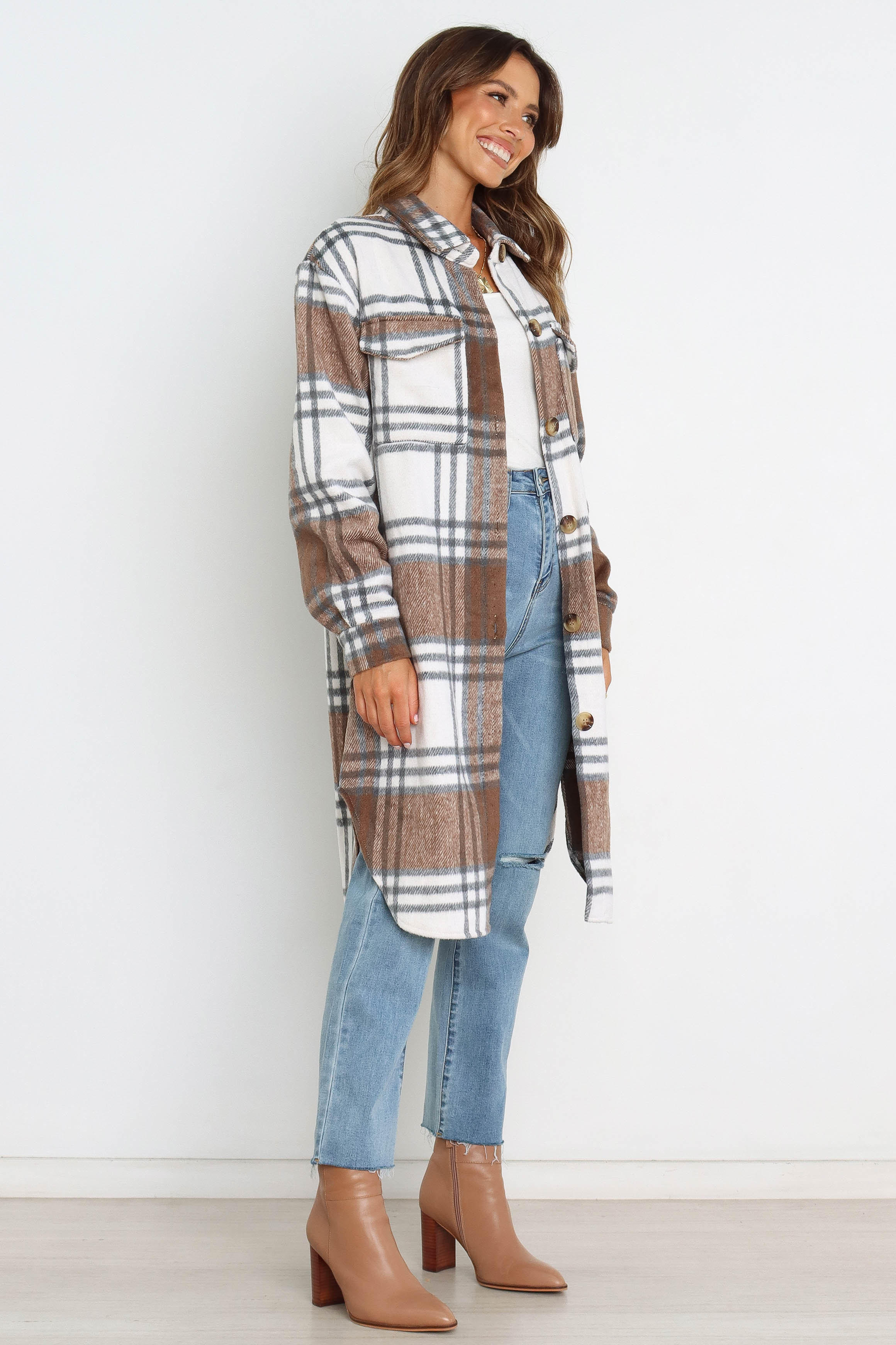 Dion Shacket Brown Check