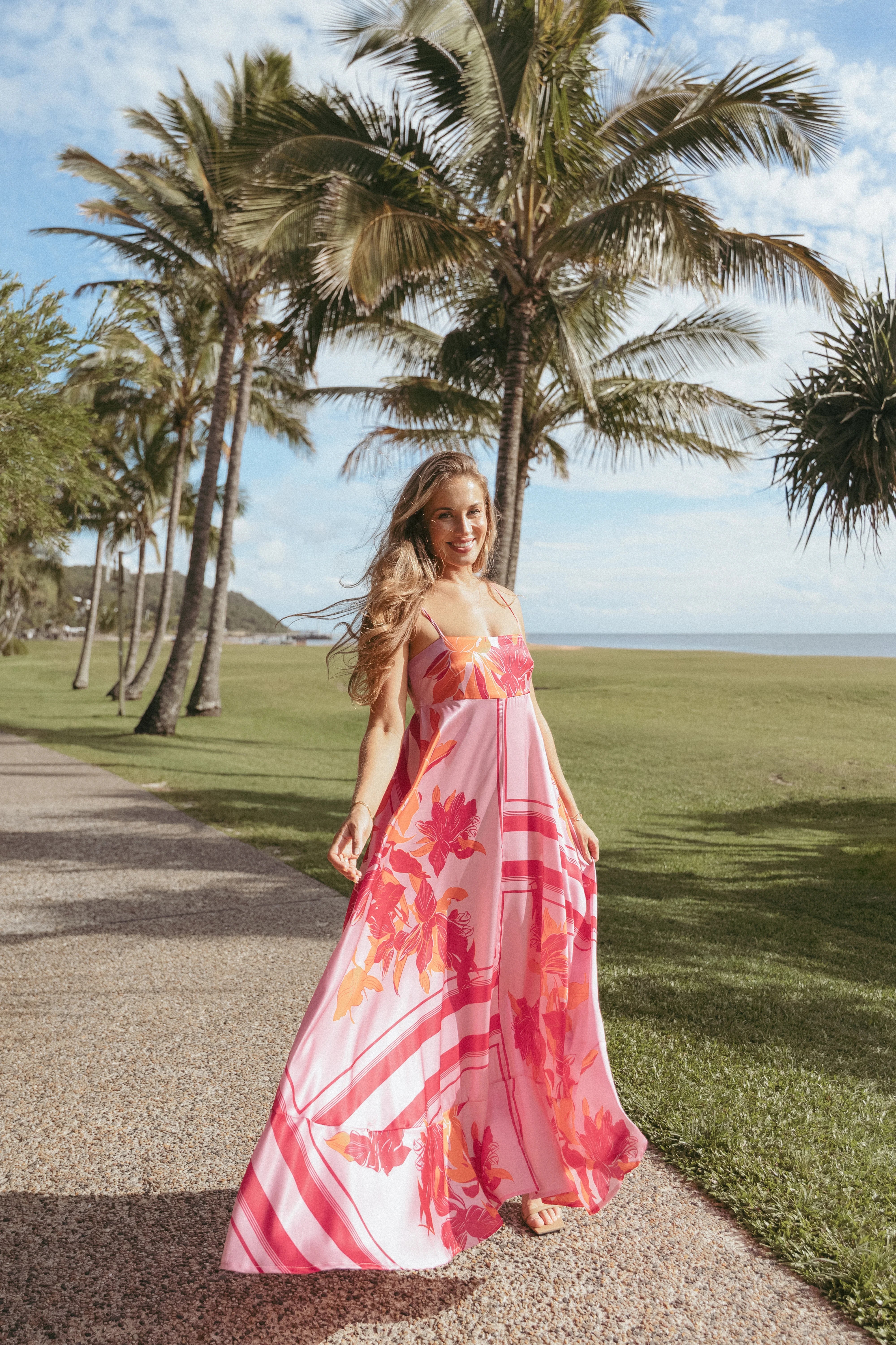 Elanor Maxi Dress Pink Orange