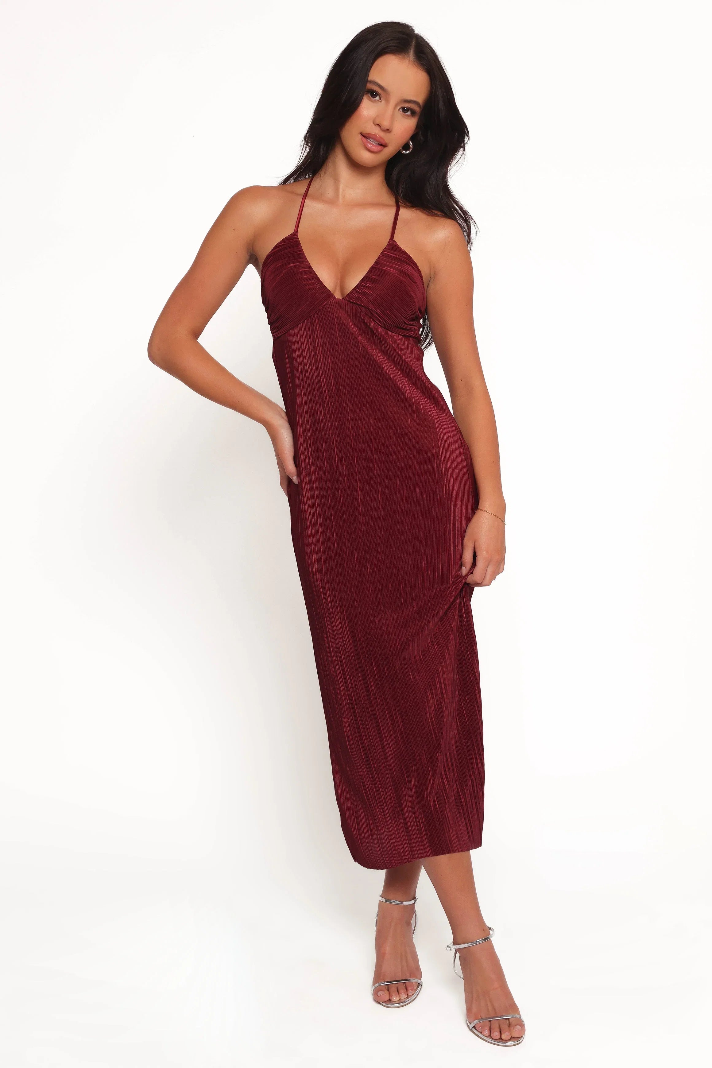 Safi Plisse Maxi Dress Wine