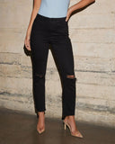 Lisa High Rise Raw Hem Slim Straight Jeans
