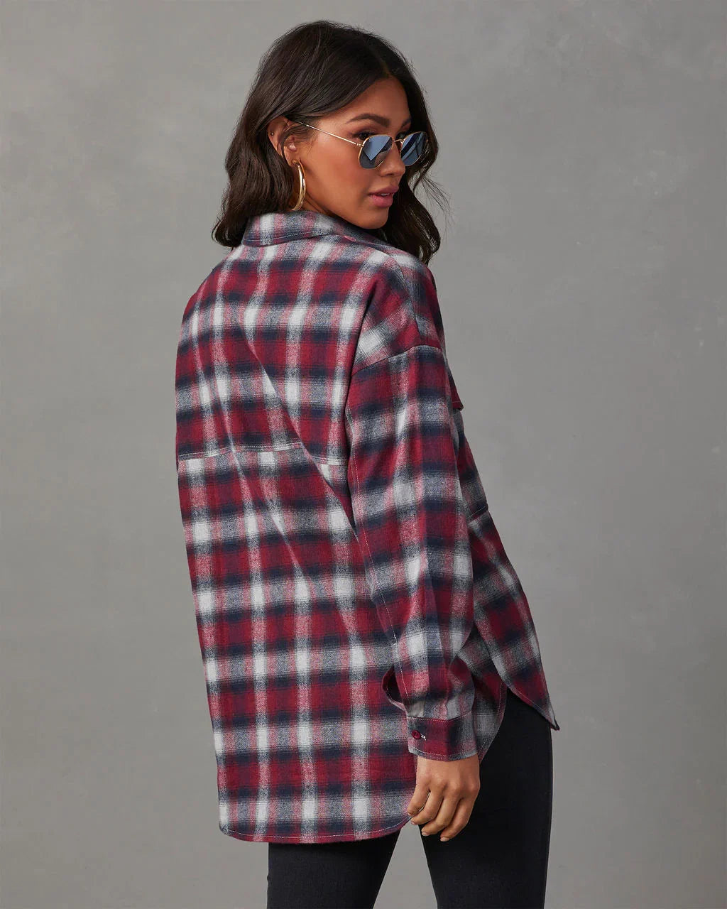 Petaluma Cotton Blend Plaid Button Down Top TEST Copy