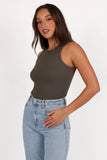 Ari Ribbed Tank Top Olive