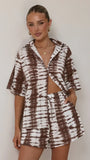 Ravenna Button Up Shirt and Shorts Set Chocolate Tie Dye