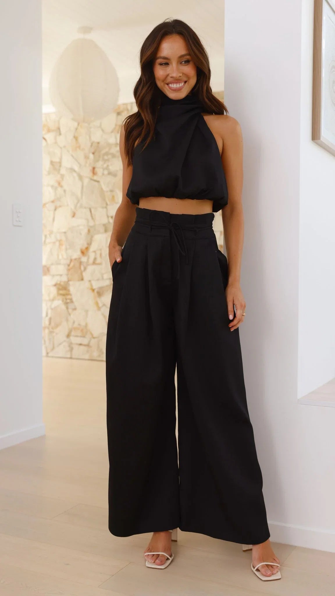 Melinda High Waist Pants Black