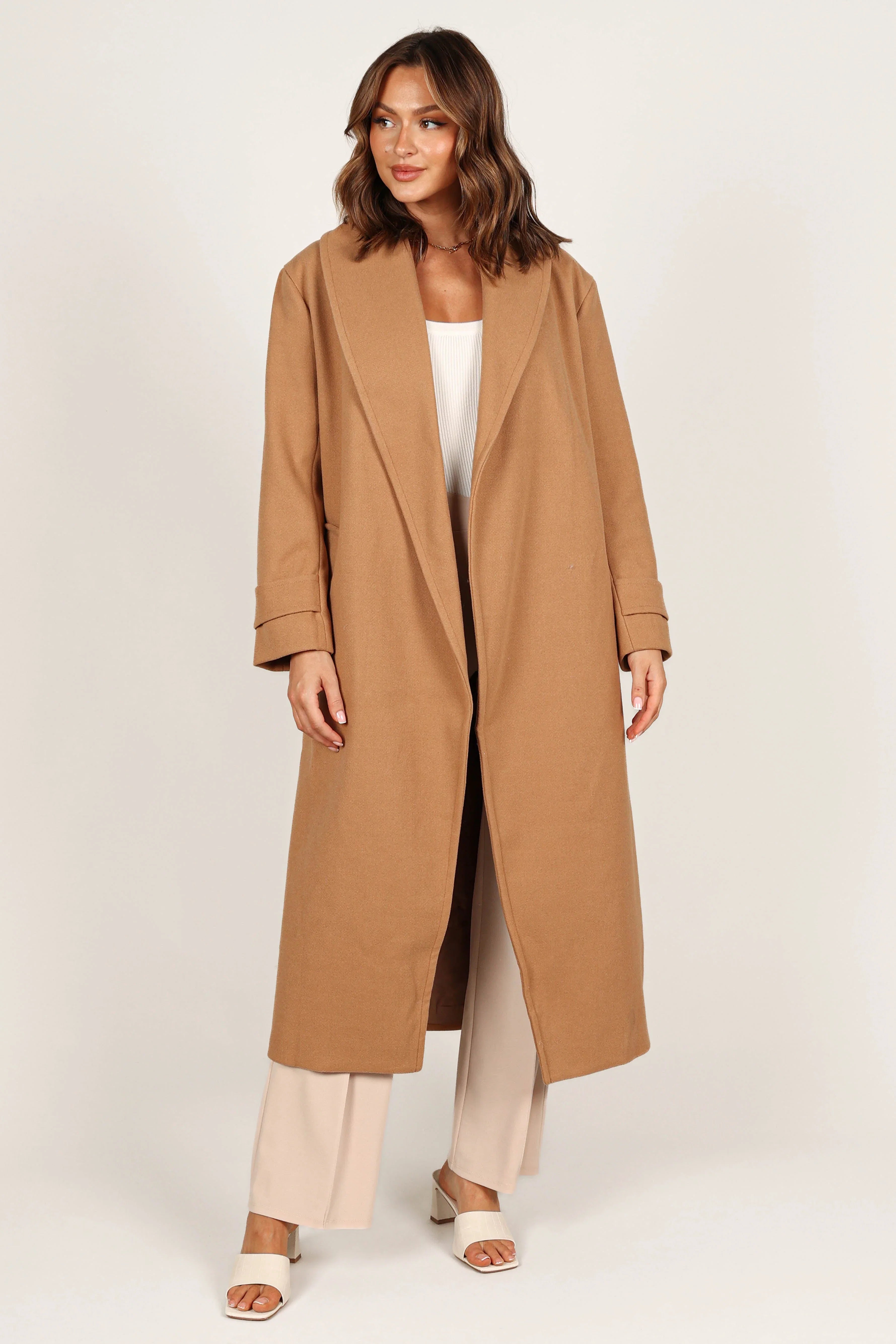 Emersyn Tie Front Coat Camel