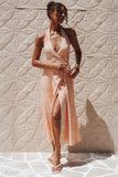 Sierra Wrap Midi Dress Peach Floral