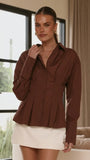 Riley Long Sleeve Top Brown