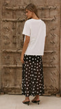 Onella Semi Sheer Maxi Skirt Black White Polka Dot