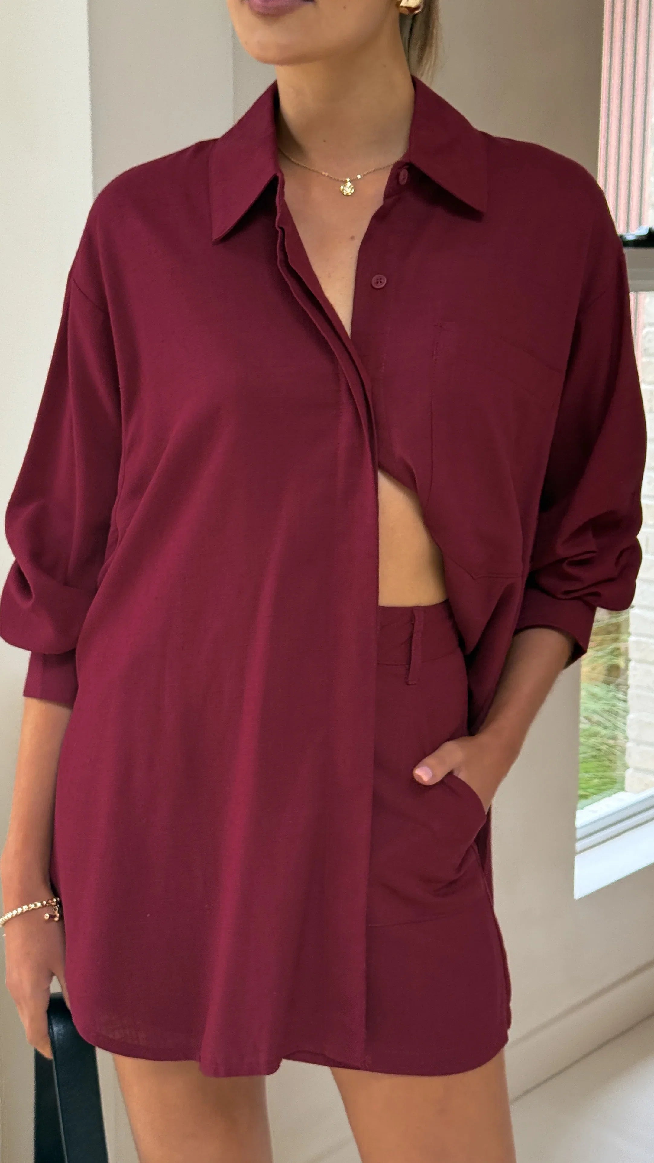 Charla Mini Skort Burgundy