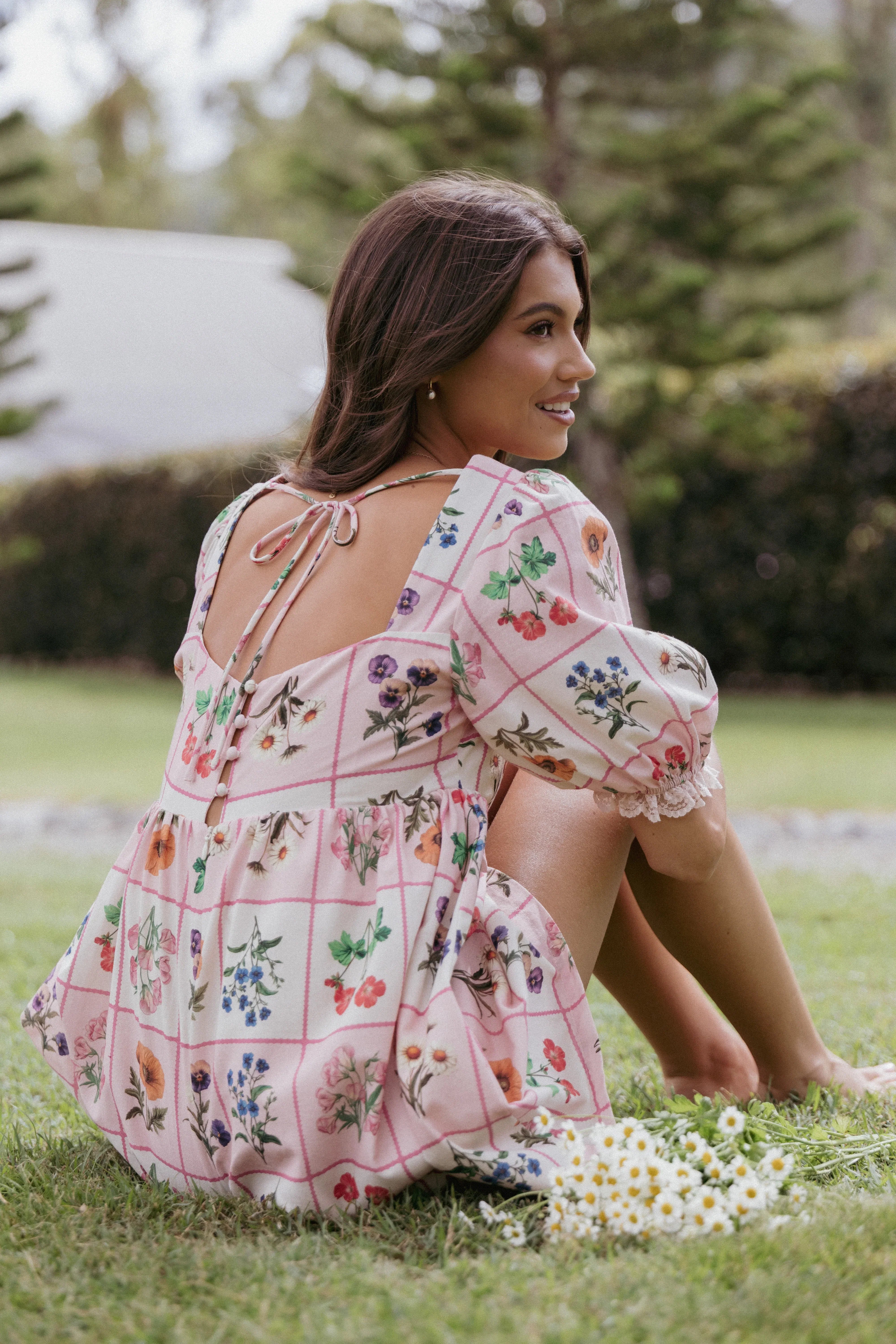 Floretta Puff Sleeve Romper Flora Tile