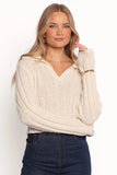 Romy Collar Knit Sweater Ecru