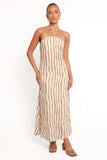 Kim Halter Maxi Dress Tan Stripe