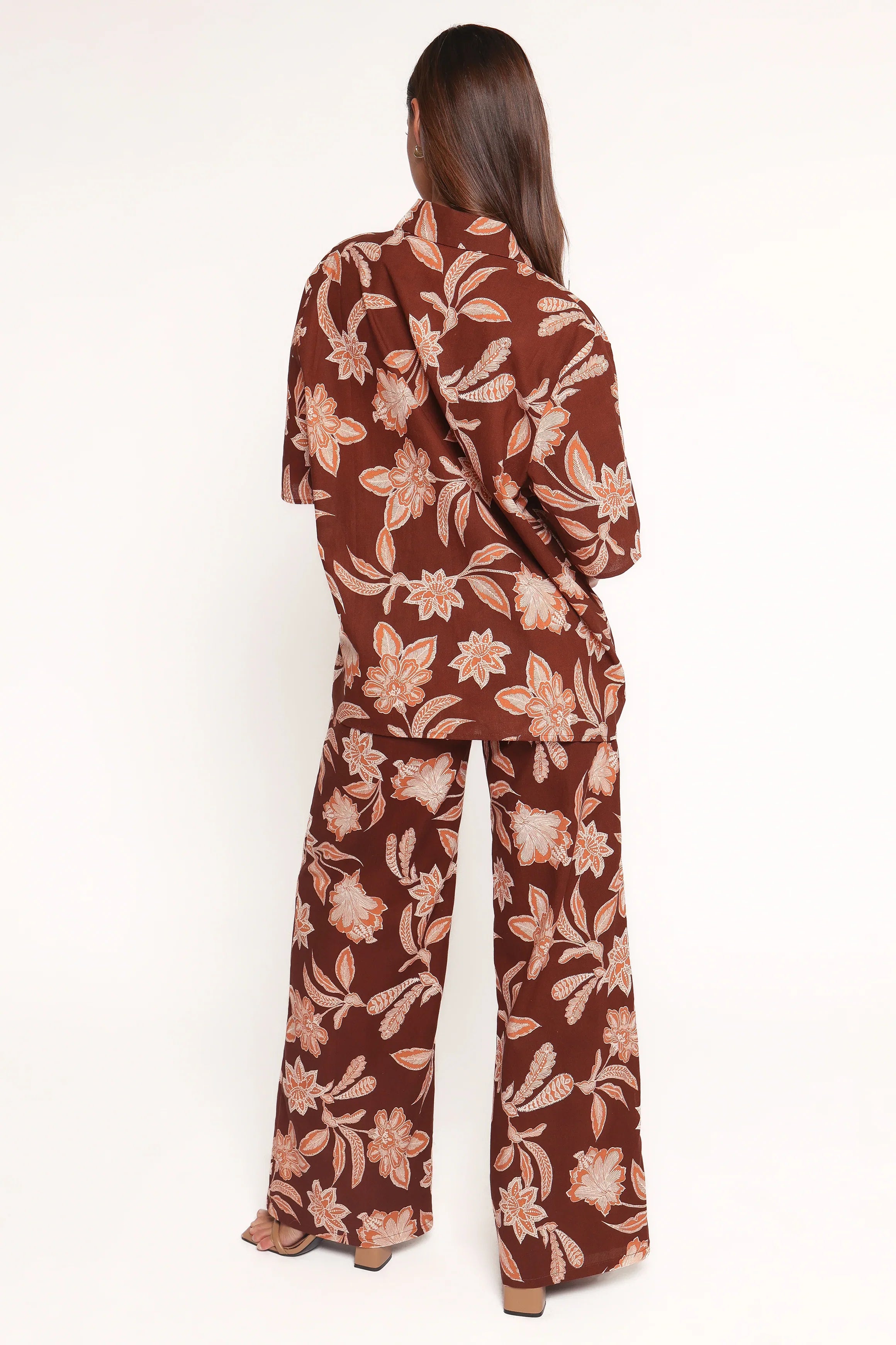 Samira Wide Leg Pant Orange Floral