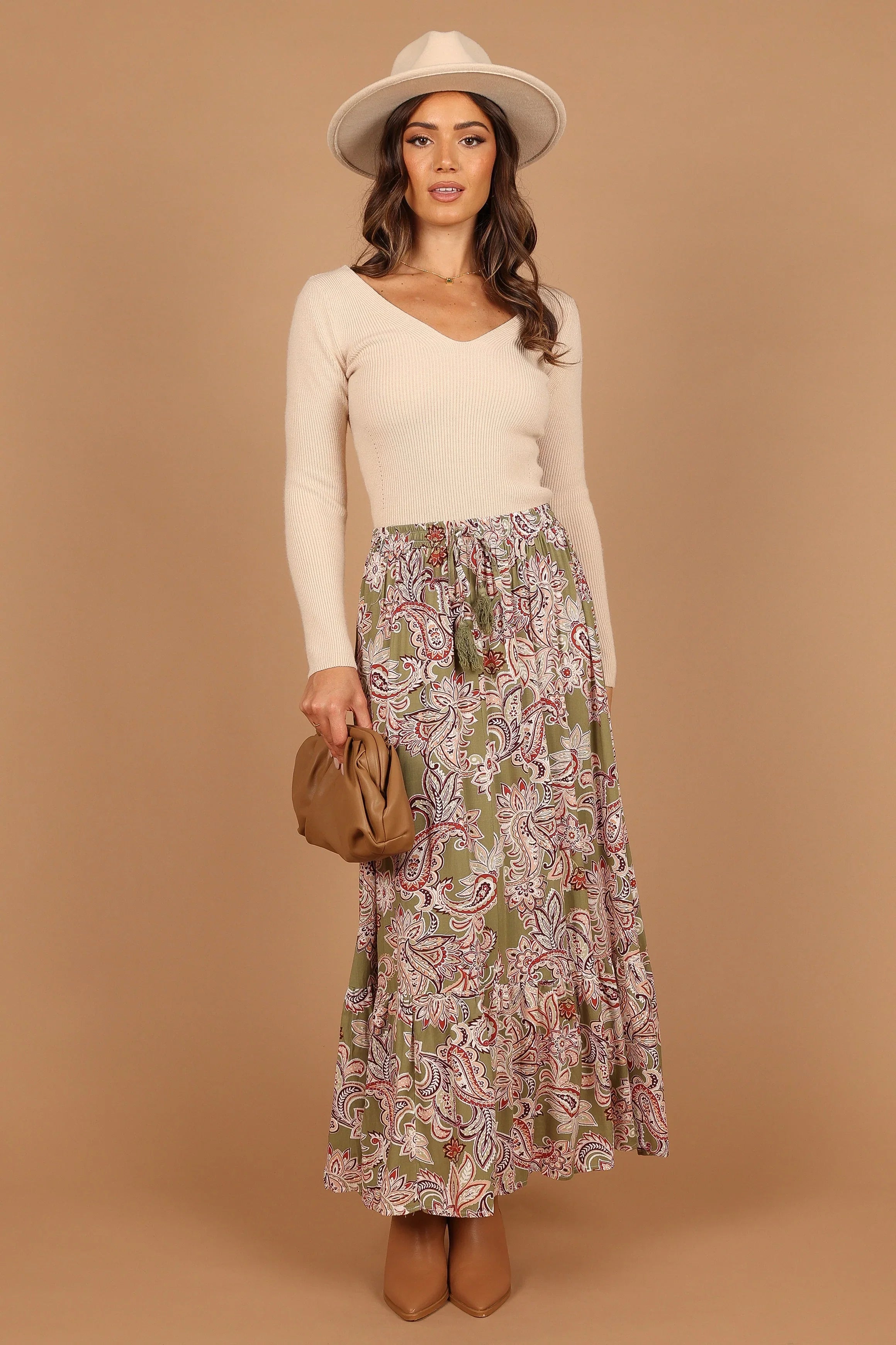 Katherine Skirt Olive Paisley