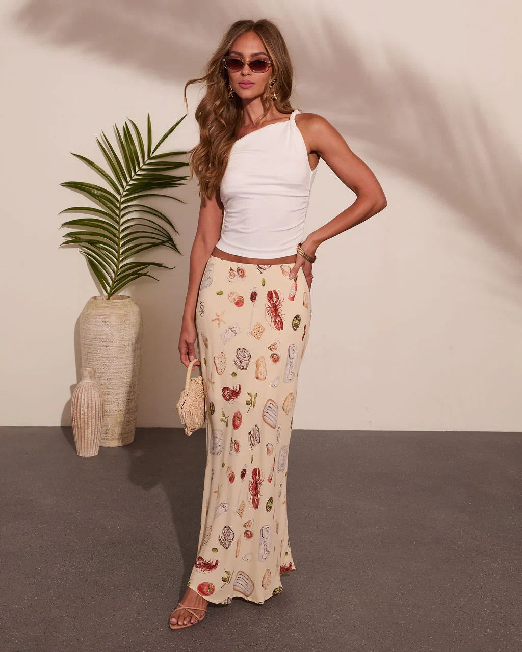 Coastal Fresh Novelty Print Maxi Skirt