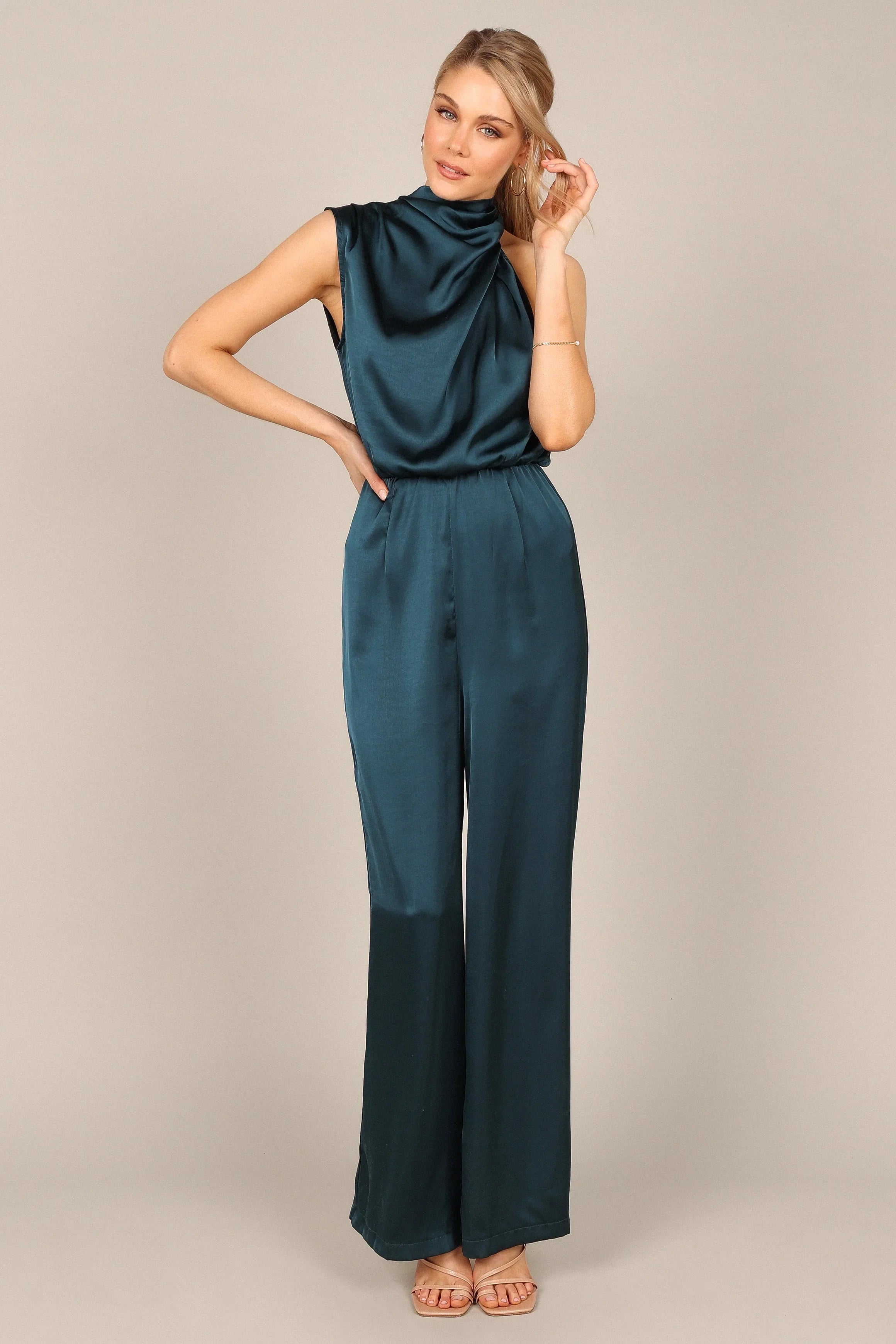 Savannah One Shoulder Jumpsuit Teal