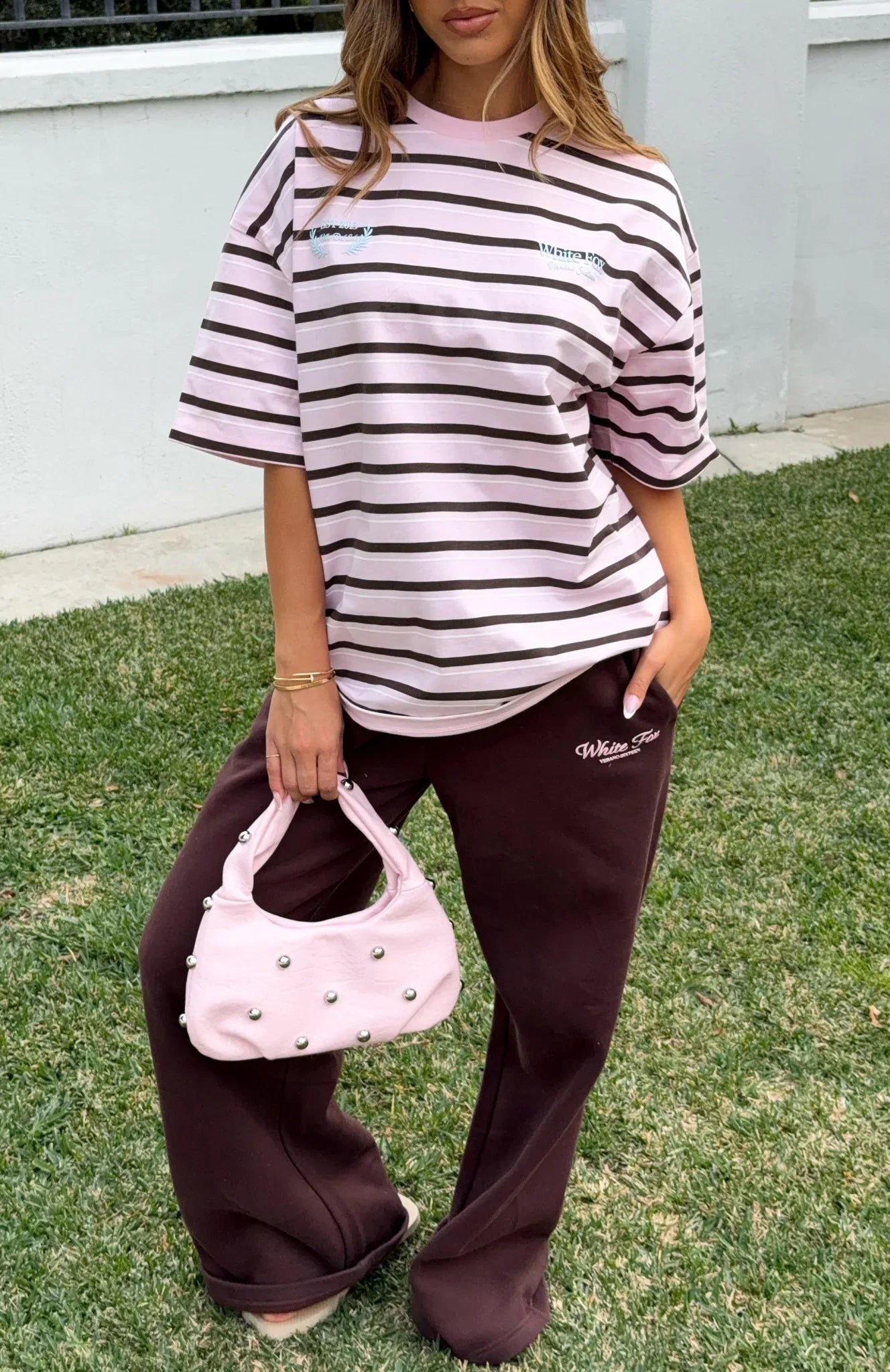 Verano Sixteen Viola Oversized Tee Pink Stripe