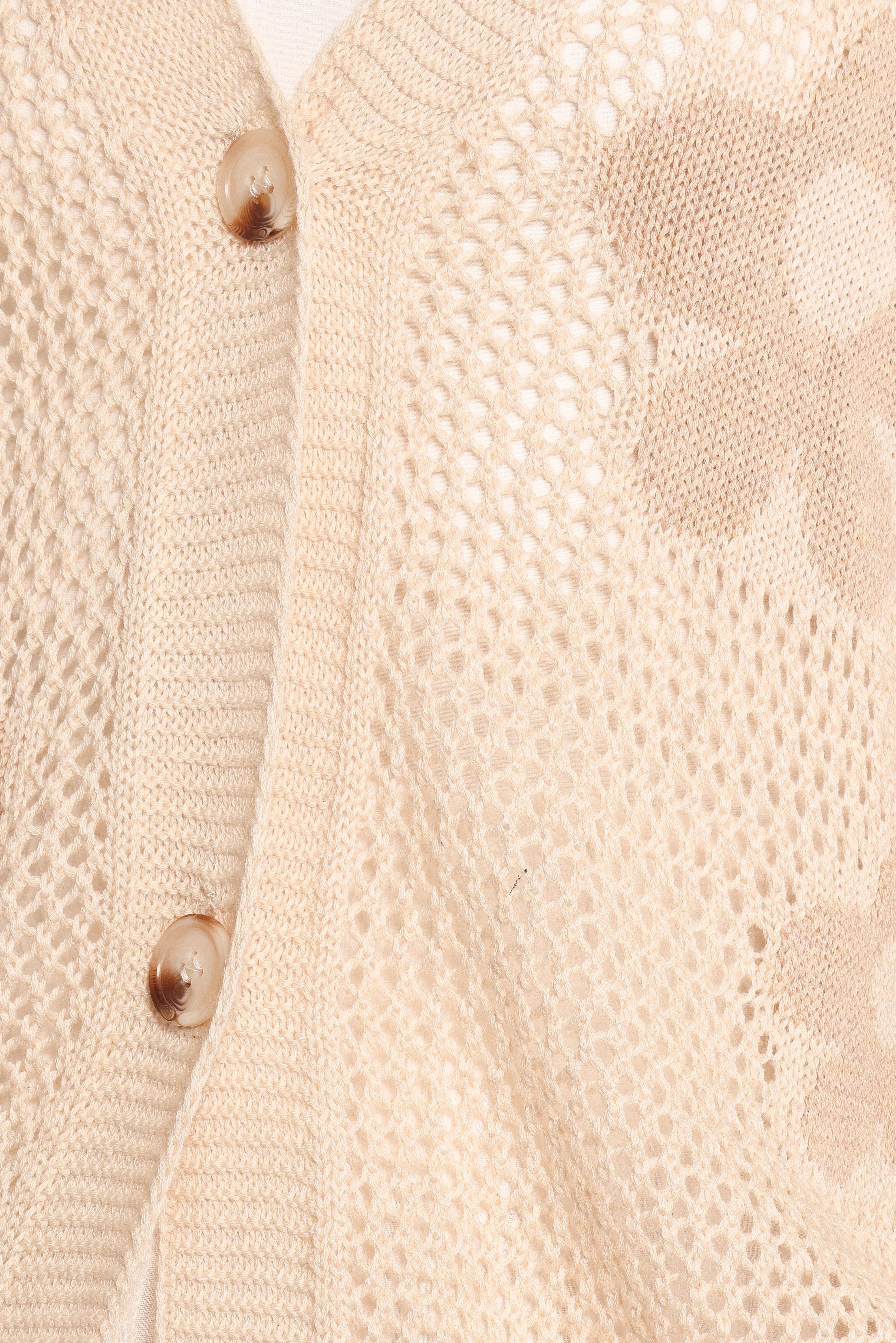 Winslow Open Knit Flower Cardigan Tan