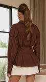 Riley Long Sleeve Top Brown