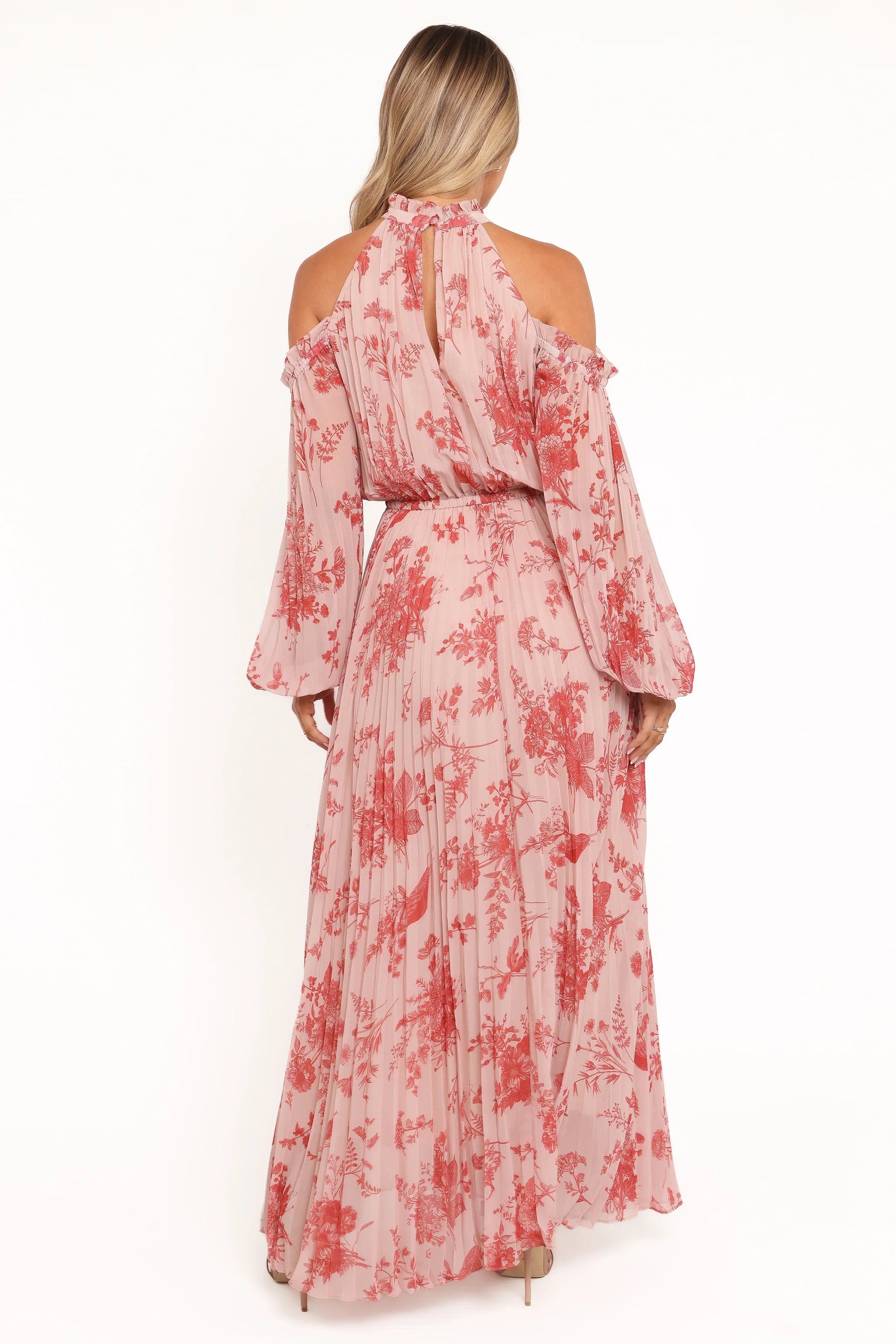 Hilary Pleated Maxi Dress Red Floral