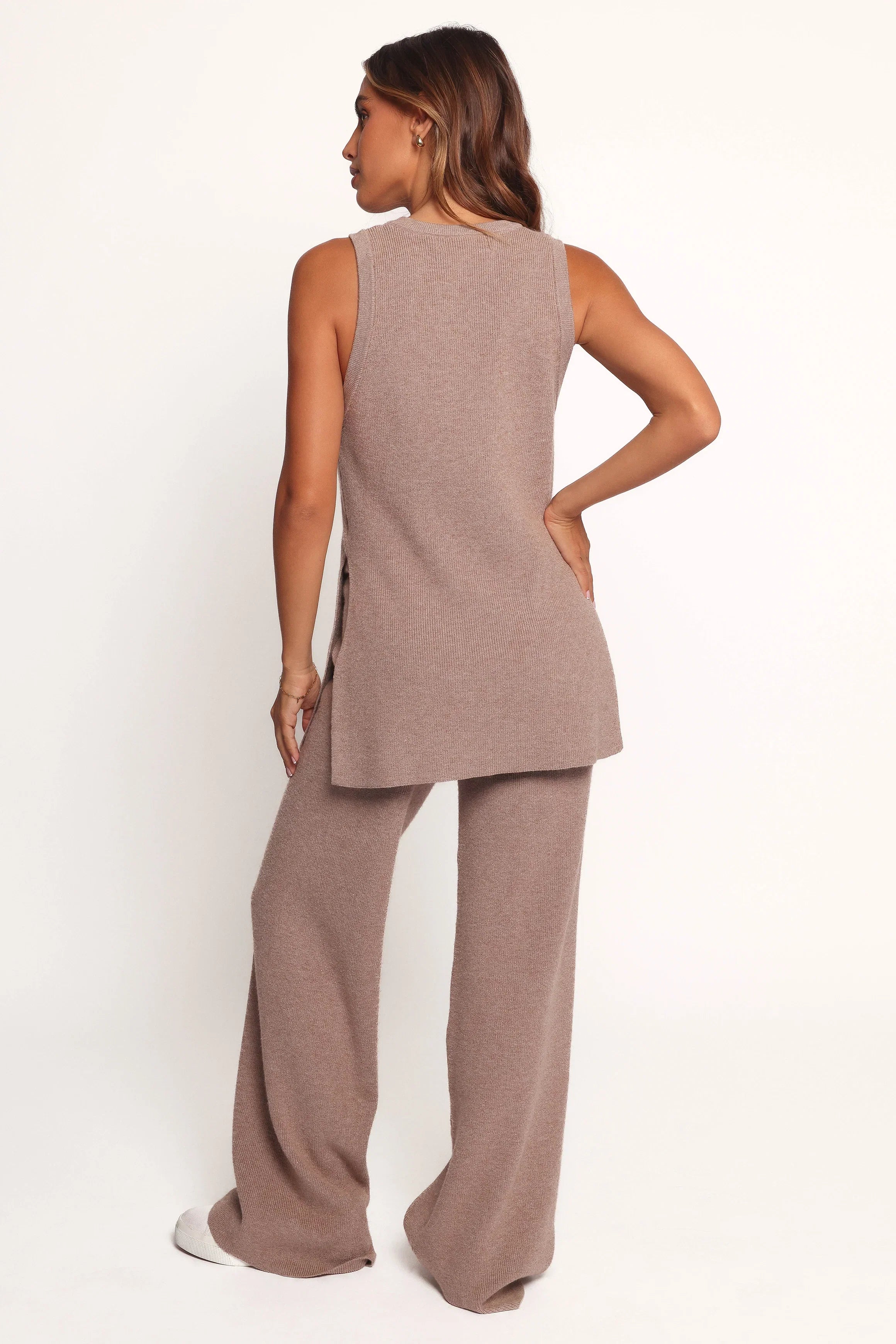 Ellory Knitted Pant Set Taupe Marle