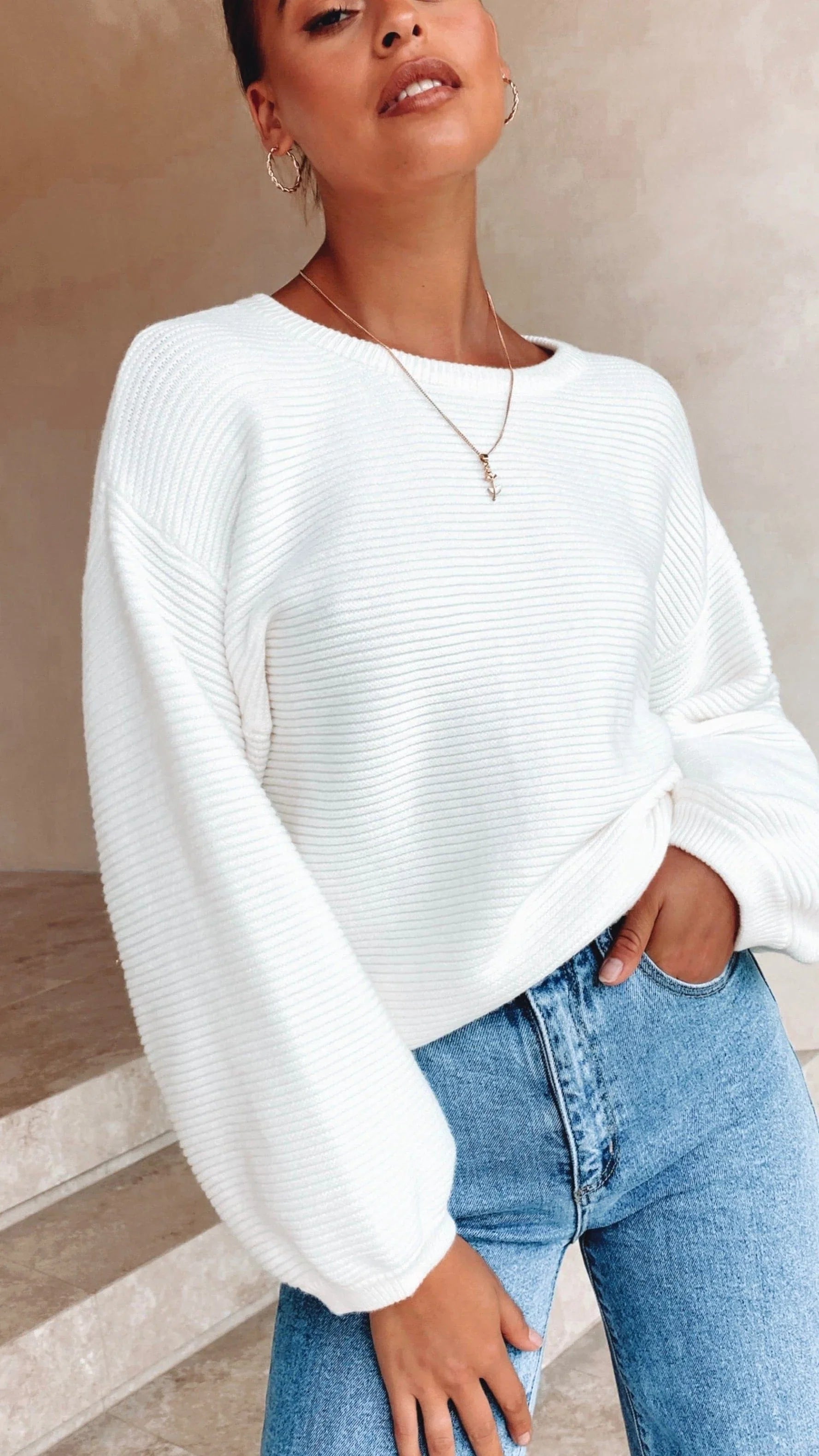 Carmel Knit White