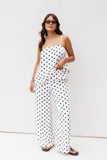 Kristy Pant Set White Black Polka Dot