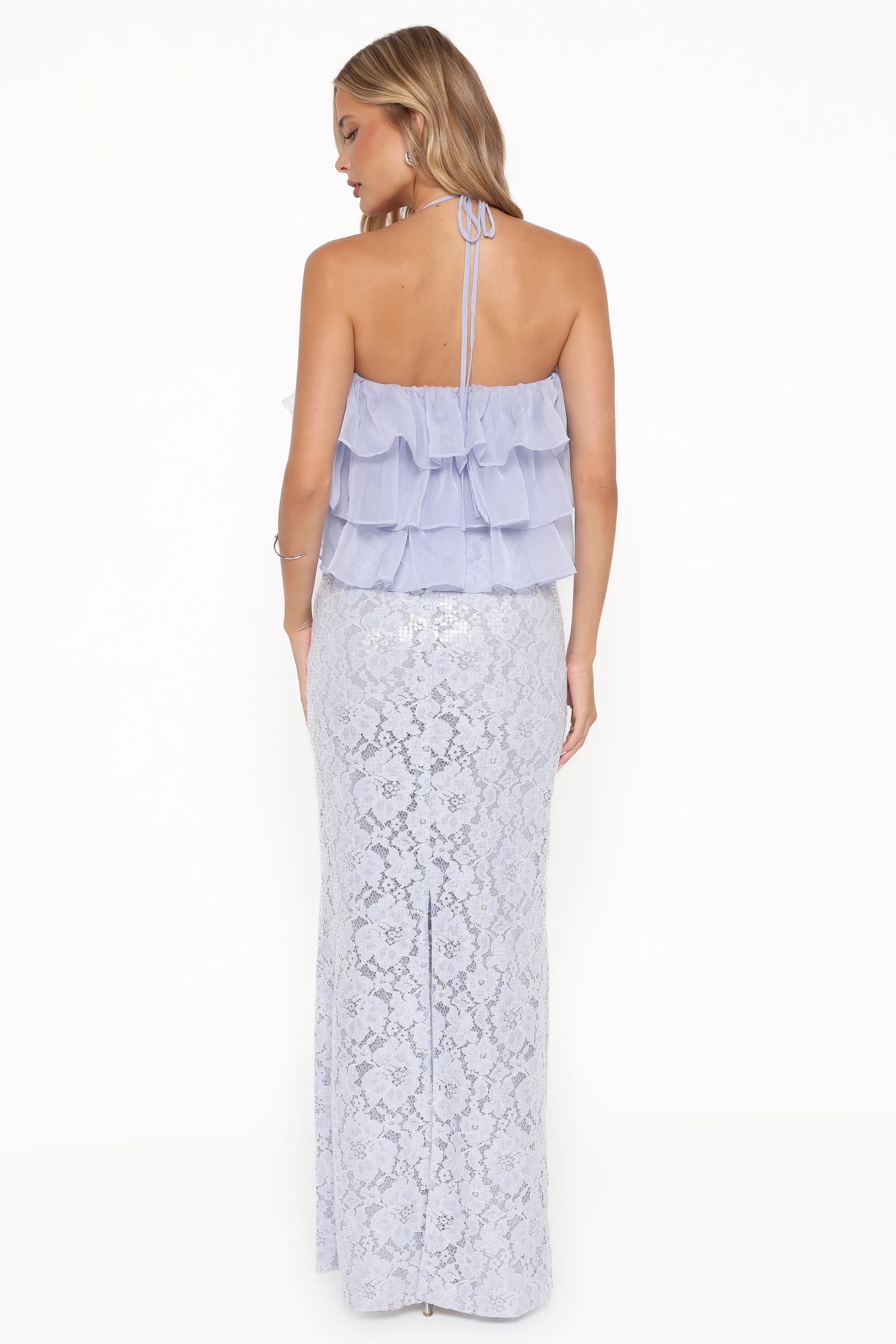 Jennings Lace Maxi Skirt Blue Sequin