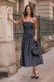 Kimbra Strapless Midi Dress Black Polka Dot