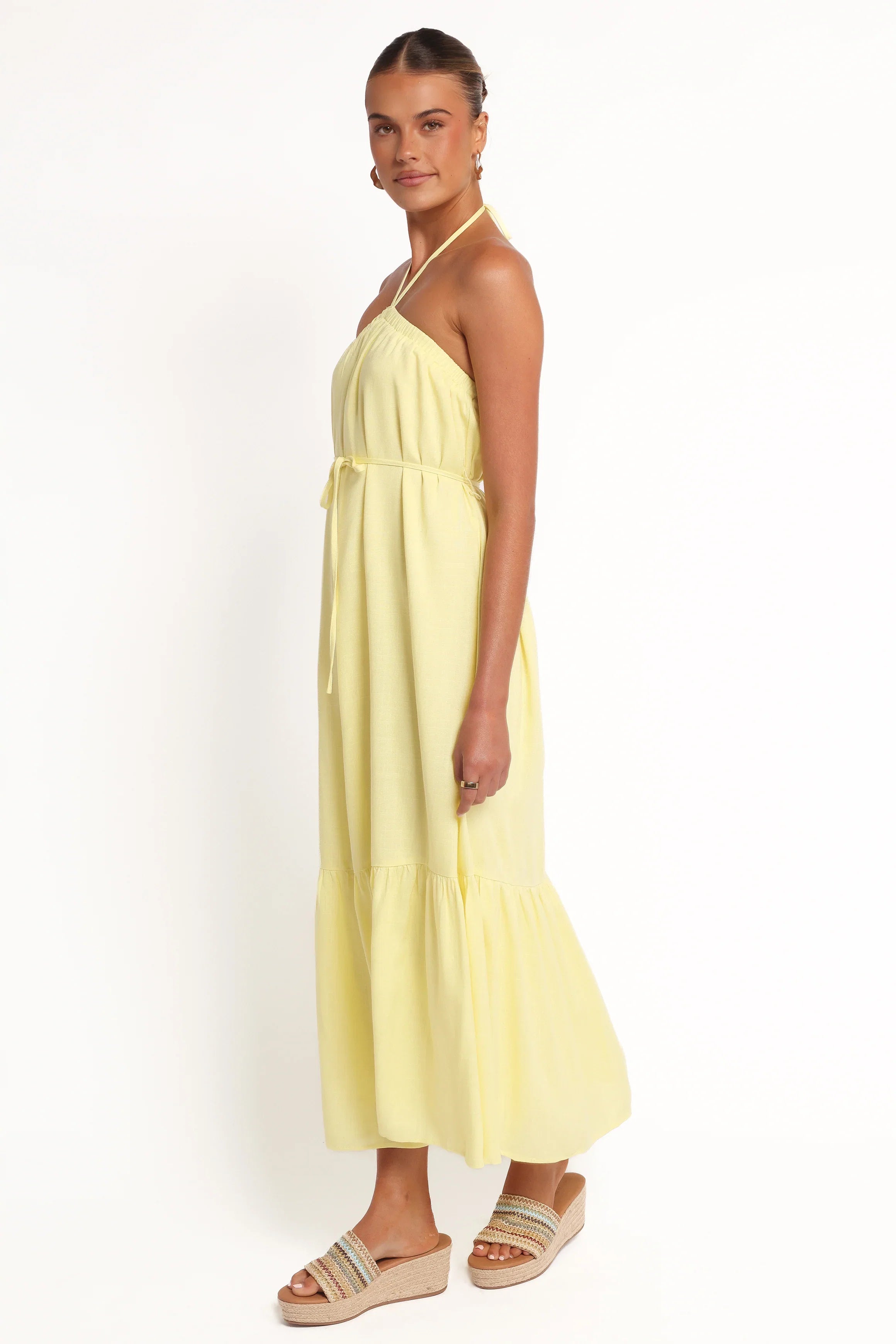 View Halterneck Maxi Dress Lemon