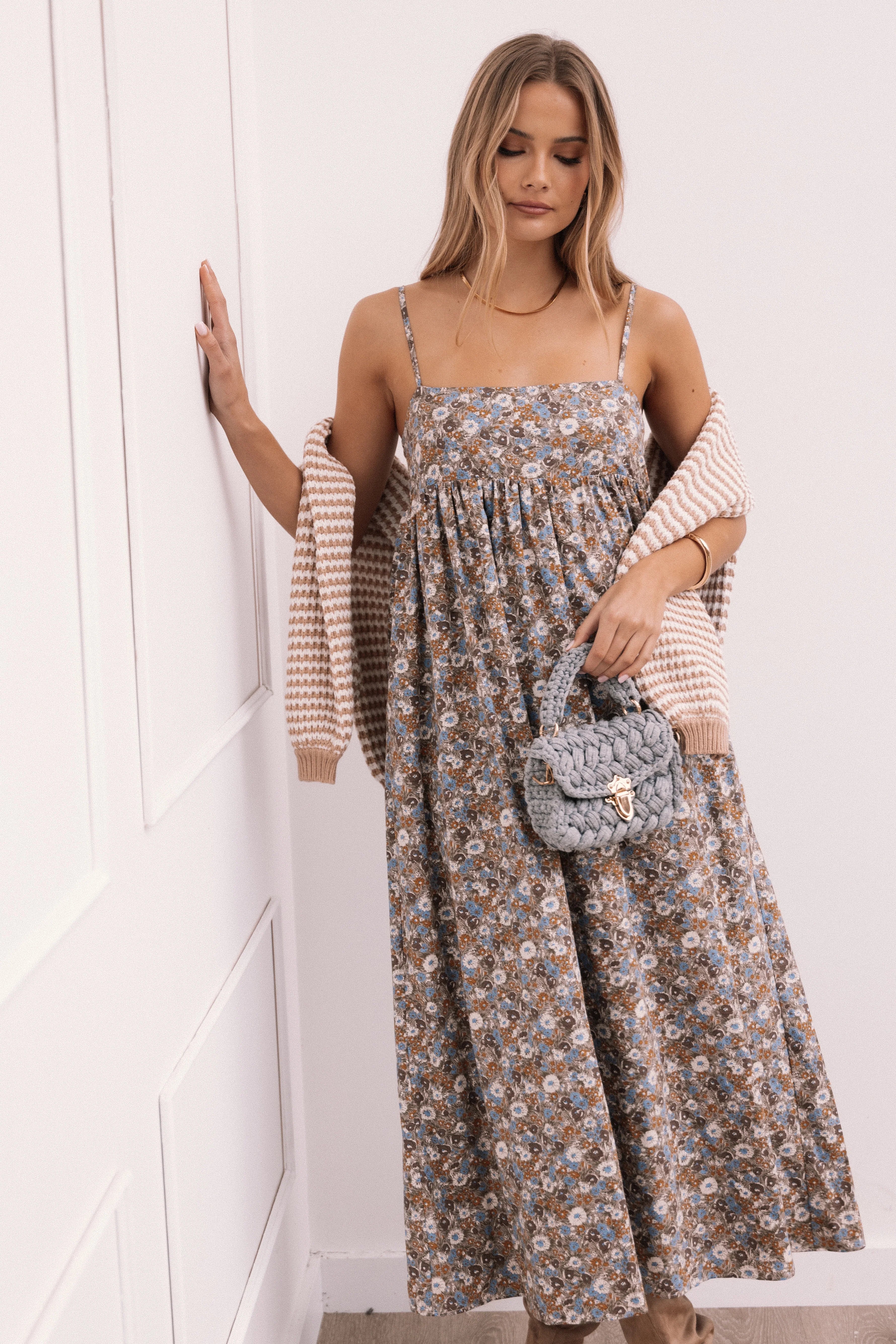 Andy Maxi Dress Olive Ditsy Floral