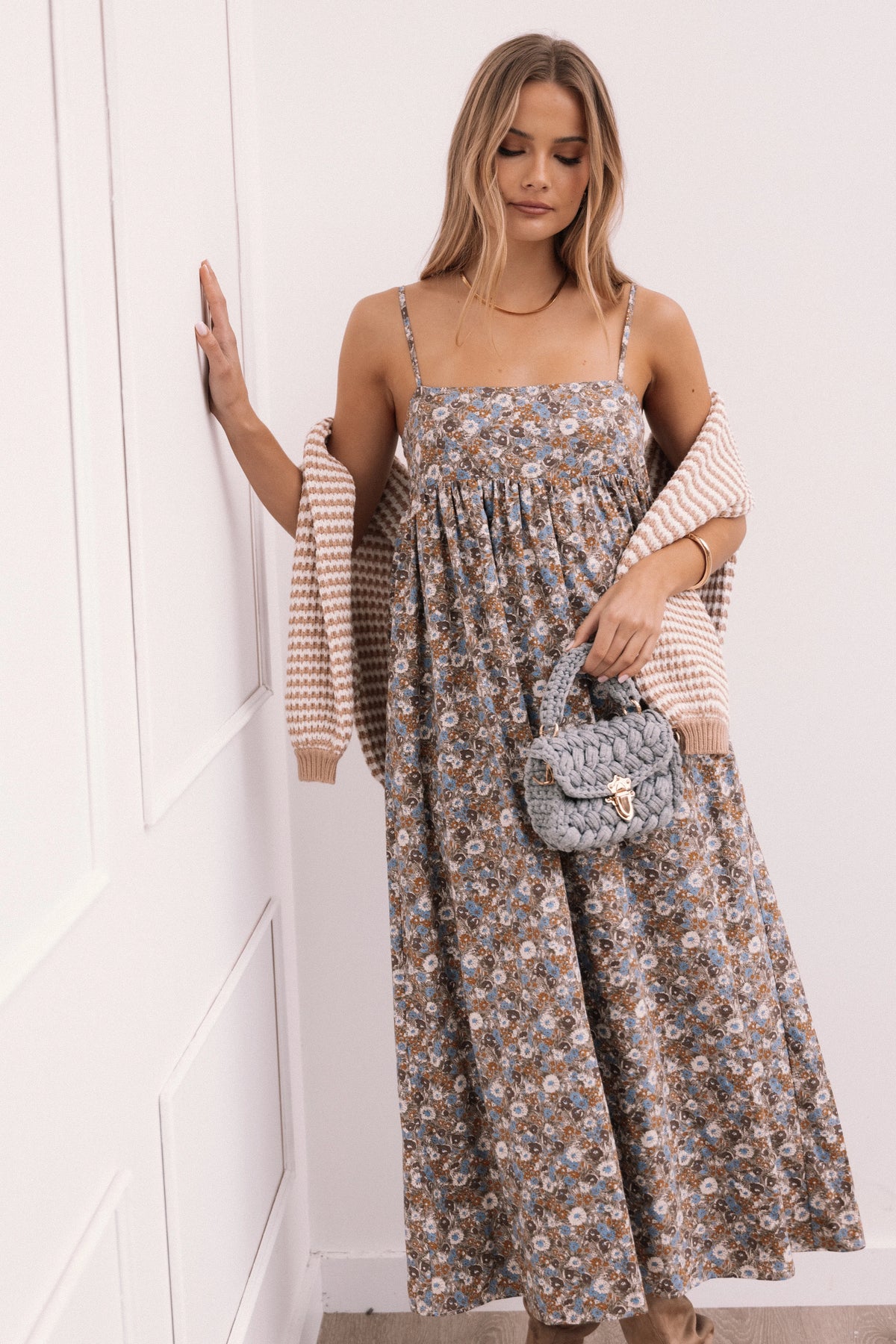 Andy Maxi Dress Olive Ditsy Floral