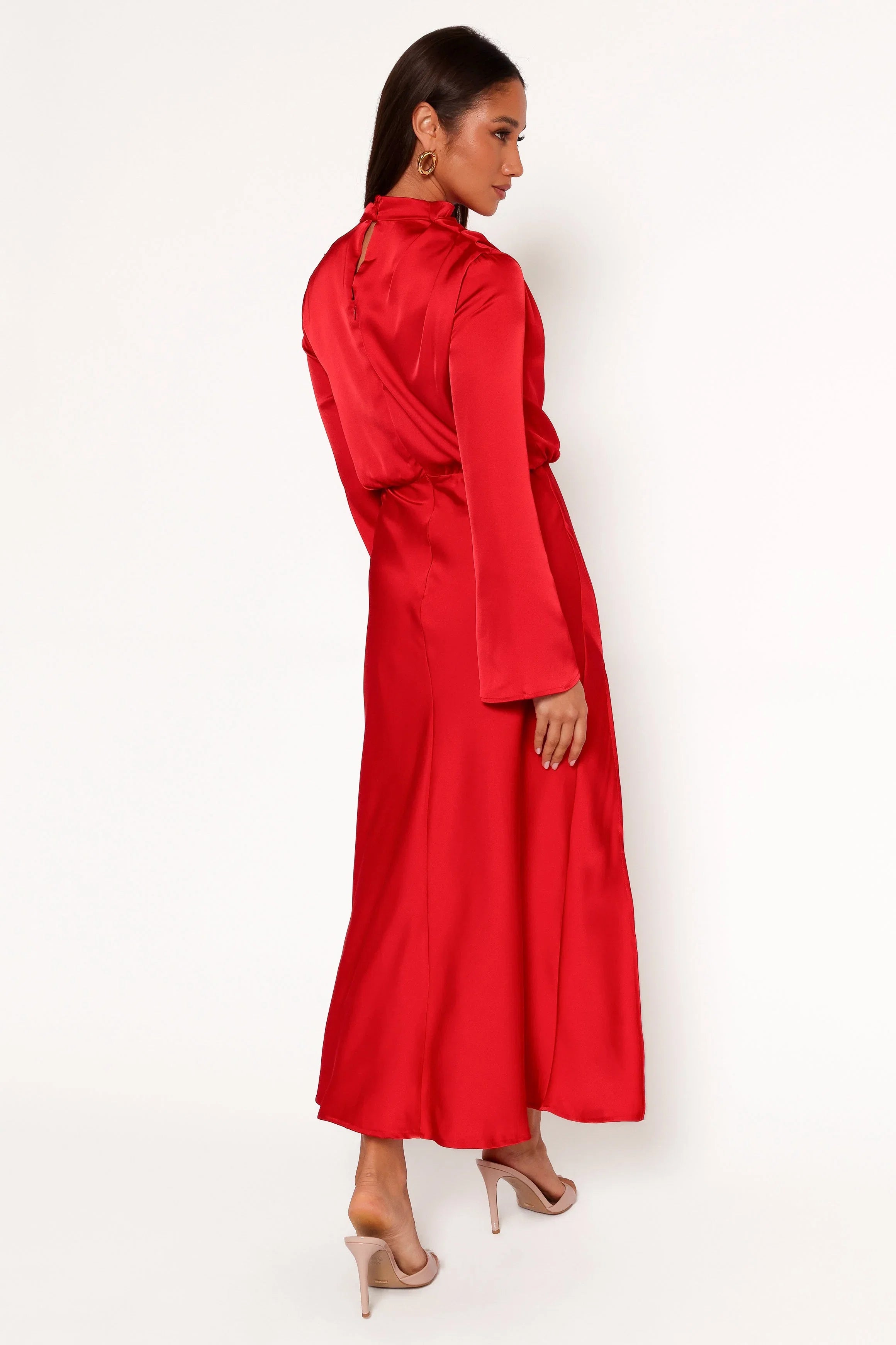 Kristyn Long Sleeve Midi Dress Red