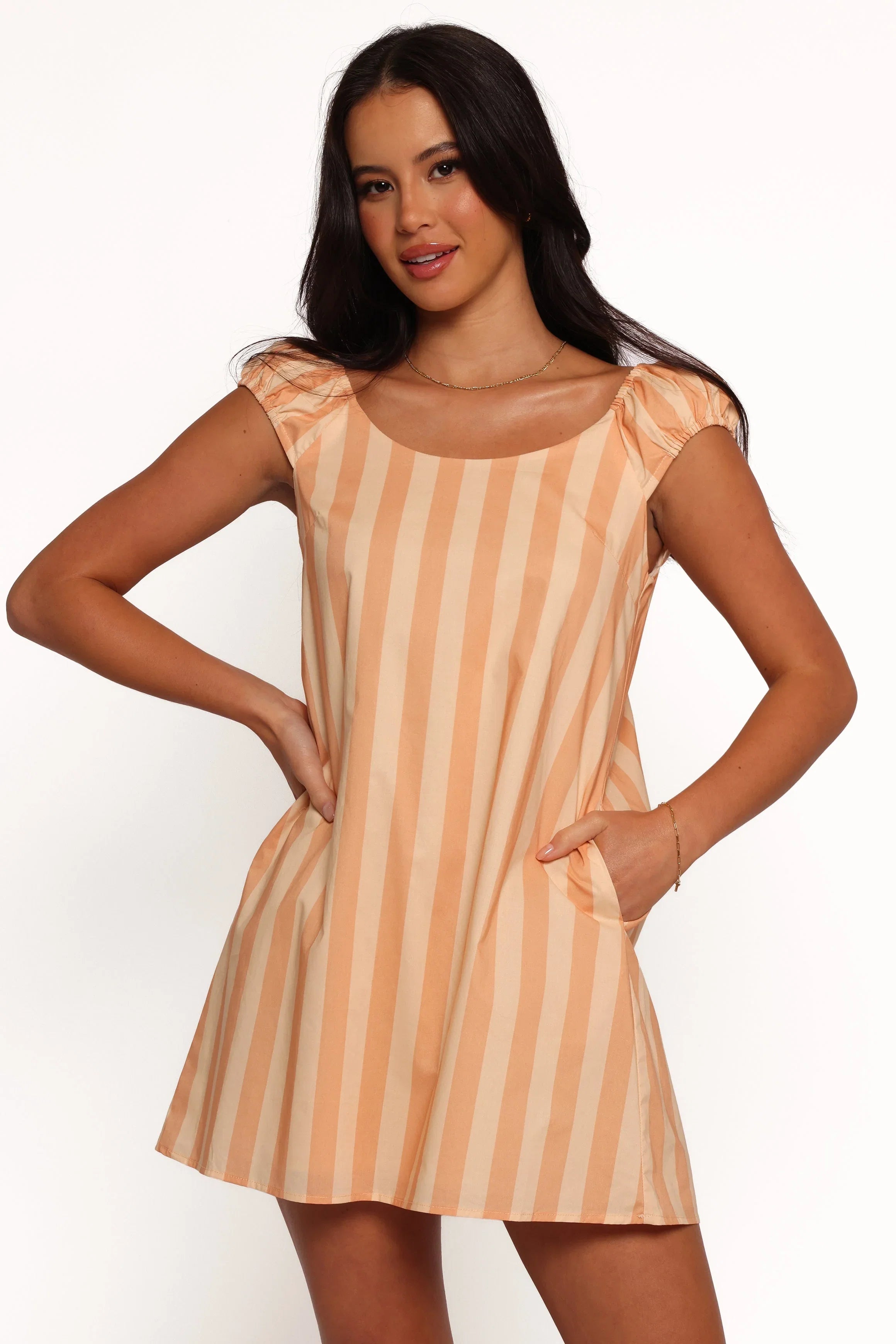 Pammy Mini Dress Terracotta Stripe