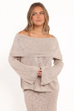 Indya Off Shoulder Top Oatmeal