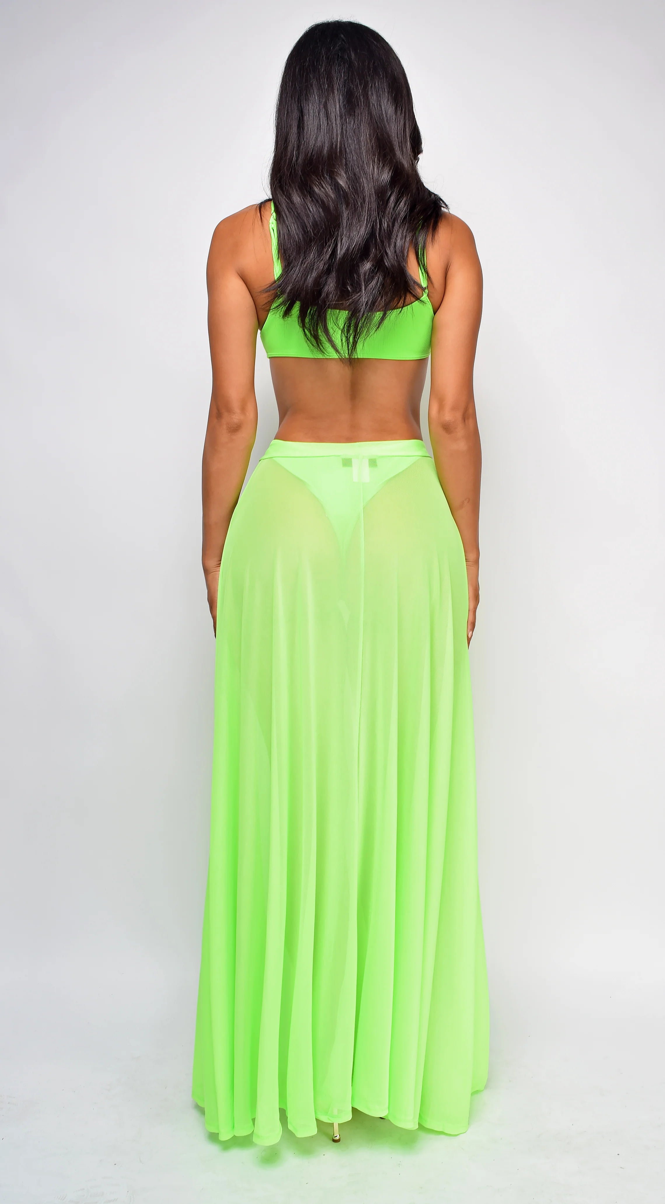 Skyros Neon Green Mesh Maxi Wrap Cover up Skirt