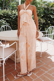 Lira Tie Waist Pant Peach Floral