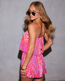 Warm Nights Strapless Printed Romper